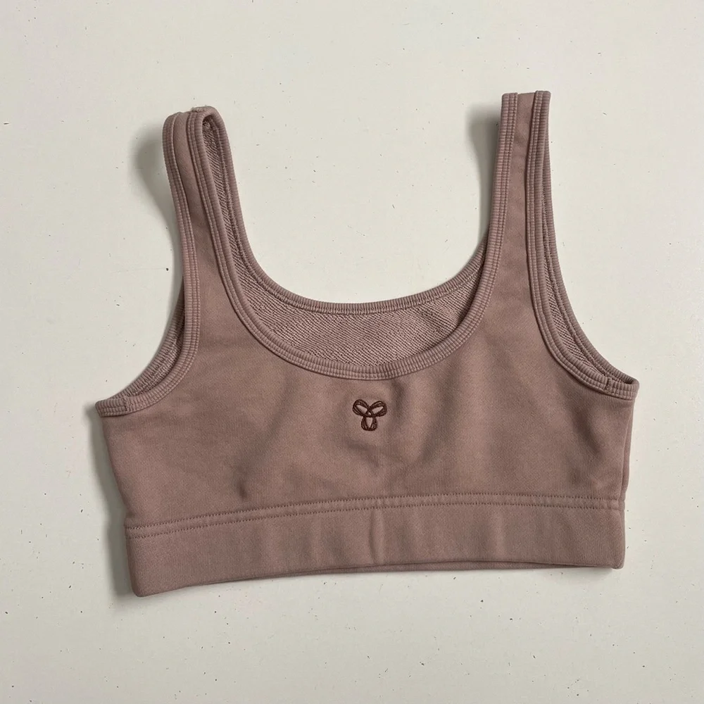 Aritzia TNA Bralette Sports Bra Soft Terry Fleece Knit Unlined Beige Tan Neutral